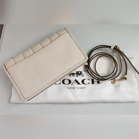 COACH Hayden Foldover QuiltedCrossbody Clutch Bag in Chalk/Cream